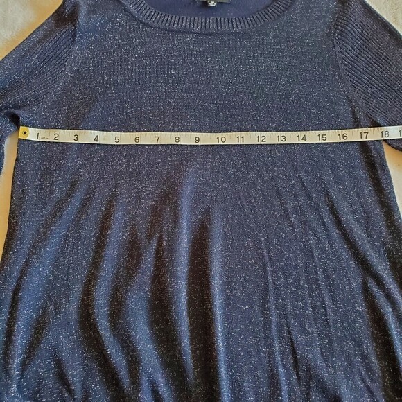 VERVE Ami Asymmetrical Hem Sheer Metallic Sweater Size M - Picture 4 of 8